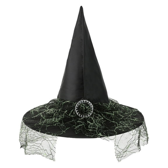 Wuxian Kids Halloween Sun Hats Lace Mesh Star Kids Witch Hat Girls Lace Witch's Hat For Kids Youth Teens Decorations Cap