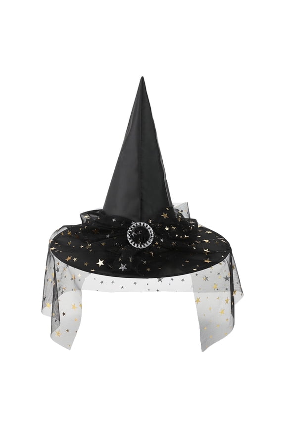 Kids Halloween Sun Hats Lace Mesh Star Kids Witch Hat Girls Lace Witch's Hat For Kids Youth Teens Decorations Cap