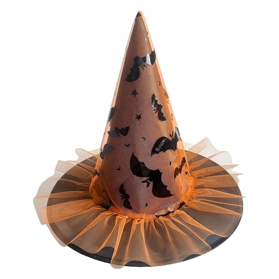 Wuxian Kids Halloween Sun Hats Lace Mesh Star Kids Witch Hat Girls Lace Witch's Hat For Kids Youth Teens Decorations Cap