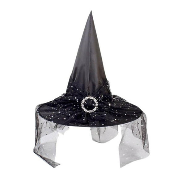 Wuxian Kids Halloween Sun Hats Lace Star Kids Witch Hat Girls Lace Witch's Hat For Kids Youth Teens Decorations Cap