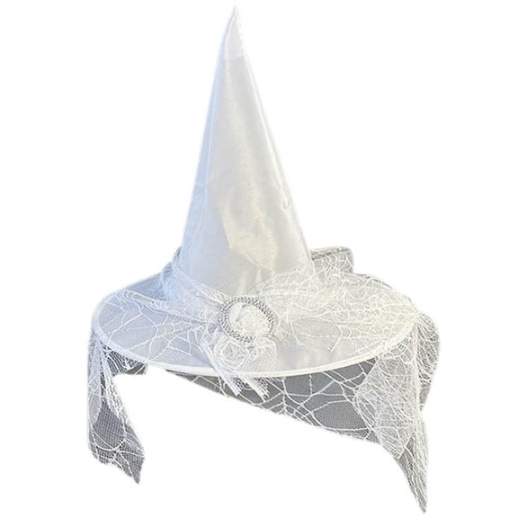 Wuxian Kids Halloween Sun Hats Lace Star Kids Witch Hat Girls Lace Witch's Hat For Kids Youth Teens Decorations Cap