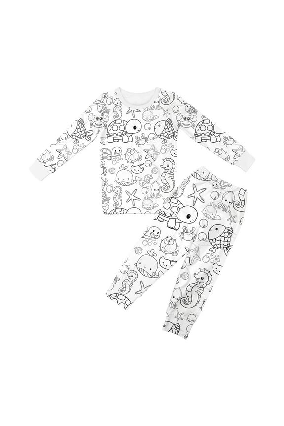 Kids Outfits Coloring Outfits Diy Hand Drawn Sweatsuita Funny Print Long Sleeve Casual Crewneck Pullover Shirt Pants Tracksuit Sweat Set For Toddler,White,2-3 Years