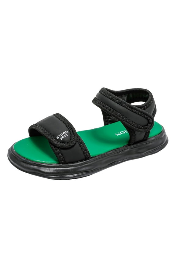 Kids Sandals Comfort Open Toe Sandal With Adjustable Straps Sport Shoes For Kids Beach Flip-Flops,Black,4-4.5 Years