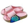 thumbnail image 1 of Wuxian Kids Slippers Cute Cartoon Dinosaur Beach Pool Shower Slides Anti-Skid Home Bath Slippers Summer Outdoor Sandals,Pink,7-8 Years, 1 of 9