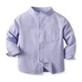 thumbnail image 1 of Wuxian Kids Toddler Child Shirt Turndown Collar Classic Solid Color Button Down Long Sleeve School Uniform Shirts Toddler Kids Gentleman Blouse Top Tees Tops,Purple,9-10 Years, 1 of 9