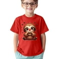 thumbnail image 1 of Wuxian Kids Toddler Kid Girls Cute Mardi Gras Shirts Cartoon Print Short Sleeve Crewneck Sports Casual T-Shirt For Toddler Breathable Tee Top Dailywear Basic Tees,Red,6-7 Years, 1 of 4