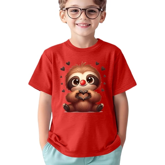 Wuxian Kids Toddler Kid Girls Cute Mardi Gras Shirts Cartoon Print Short Sleeve Crewneck Sports Casual T-Shirt For Toddler Breathable Tee Top Dailywear Basic Tees,Red,6-7 Years