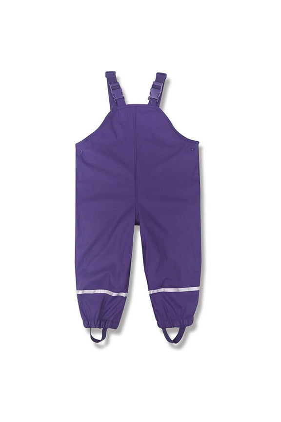 Kids Toddler Rain Suit Mud Trousers Rain Dungarees Unlined Wind And Waterproof Rain Trousers Rain Clothing Waterproof Coverall,Purple,5-6 Years