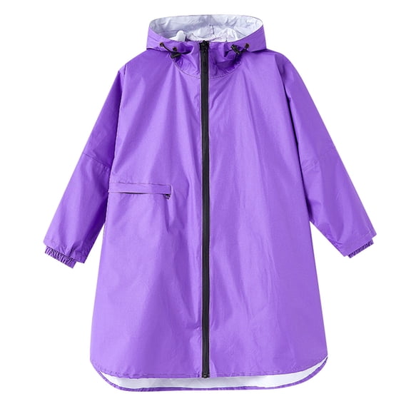 Wuxian Kids Toddler Rain Suit Raincoat Boys Girls Rain Jacket Hooded Dinosaur Poncho Waterproof Coat Outdoor Sports Rain Jacket,Purple,7-9 Years
