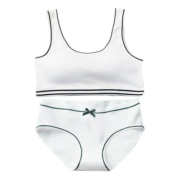 Wuxian Little Girls Bralette Matching Girls Underwear Set Crop Cami Training Bras For Girls With Fashionable Girls Panties Bra,White