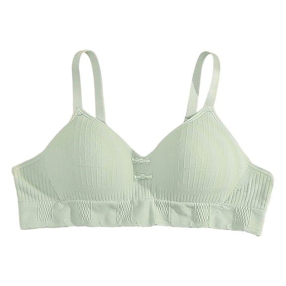 Wuxian Little Girls Bralette Teenage Sports Bra With Adjustable And Removable Shoulder Strap Training Bra Pack Brassiere,Light Green