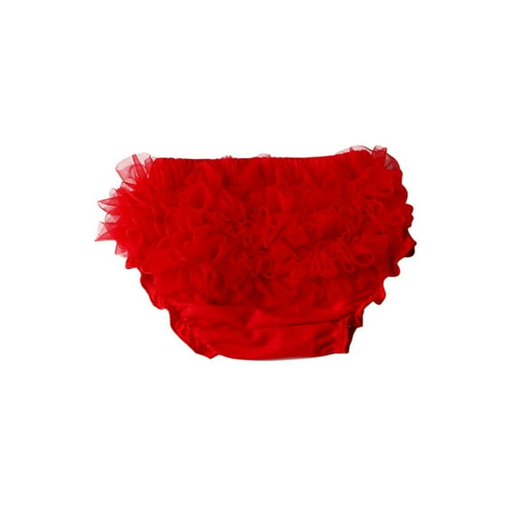 Wuxian Little Girls Under Infant Crawling Pants Baby Covers For Ruffle For Toddler Solid Color Shorts Baby Infant Underpants ,Red