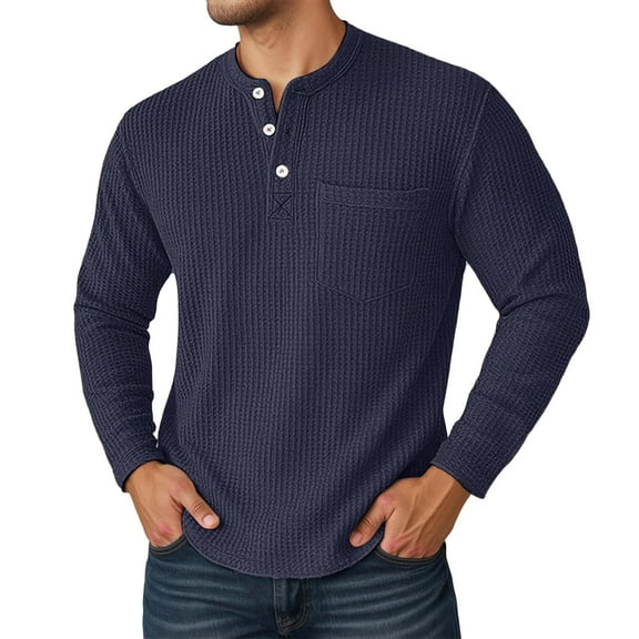 Wuxian Men Coat Long Sleeve Button Down Collar Casual Solid Color Shirt Soft Comfortable Classic Fashion Layering Pullover Top Lightweight Breathable Streetwear,Navy,S