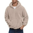 thumbnail image 1 of Wuxian Men Coat Winter Thermal Fuzzy Thick Hoodies Half Zip Up Lined Casual Pullover Sweatshirt Solid Color Soft Comfortable Lightweight Athletic Dailywear,Beige,L, 1 of 4