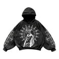 thumbnail image 1 of Wuxian Men Hooded Sweatshirt Retro Graphic Printed Pullover Hoodie Pullovers Tops Casual Loose Fit Athletic Sport Coat Outwear,Black,M, 1 of 3