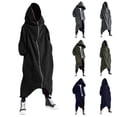 thumbnail image 1 of Wuxian Men Long Hooded Zip Up Jackets, Gothic Streetwear Maxi Hoodie Jacket, Loose Long Sleeve Hood Outwear With Pockets, 1 of 6