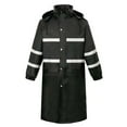 thumbnail image 1 of Wuxian Men Raincoat Long Length Rain Jacket Double Layer Thickened Reflective Button Down Hooded Windbreaker Waterproof Dailywear,Black,L, 1 of 9
