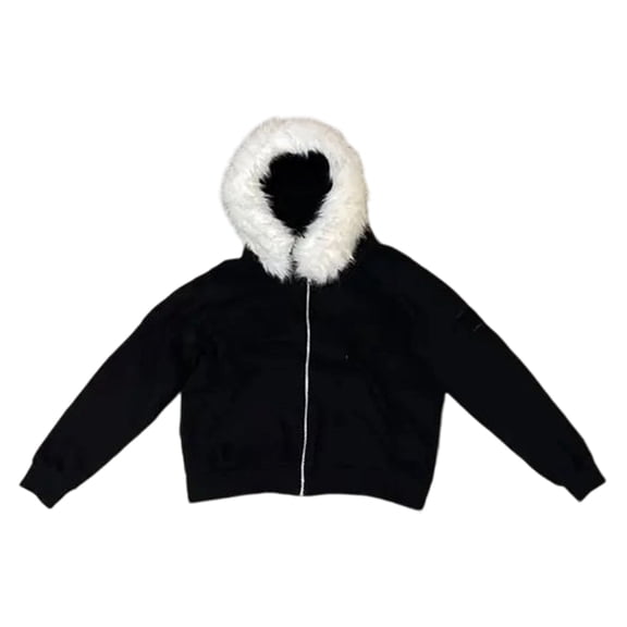 Wuxian Men Retro Streetwear Jacket Fuzzy Hoodie Soft Lined Zipper Up Solid Color Long Sleeve Sweatshirt Comfortable Casual Fit Cozy Stylish Outwear,White,M