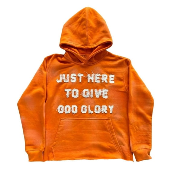 Wuxian Men'S Autumn Winter Sweatshirt Fashionable Letter Printing Pullover Long Sleeve Jacket Casual Relaxed Loose Large Size Hooded Sweatshirt Streetwear,Orange,S