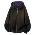 thumbnail image 1 of Wuxian Men'S Hoodie Sweatshirt Casual Fall Jacket Oversized Zipper Up Solid Color Long Sleeve Cardigan Top With Big Pockets Daily Wear,Black,M, 1 of 5