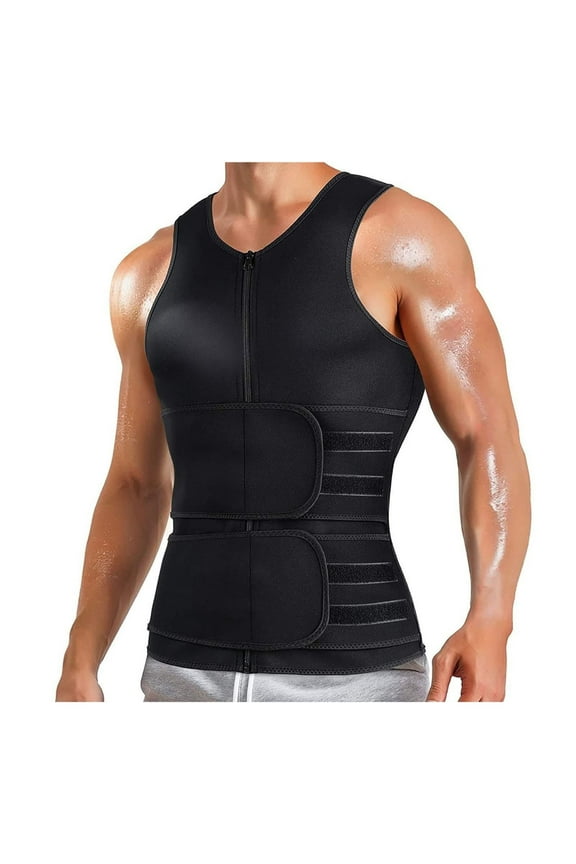 Men Sauna Vest Hot Sweat Waist Trainer Corset Neoprene Tank Top Sleeveless Sport Running Shapewear Slim Shirt Workout Suit,Black,L