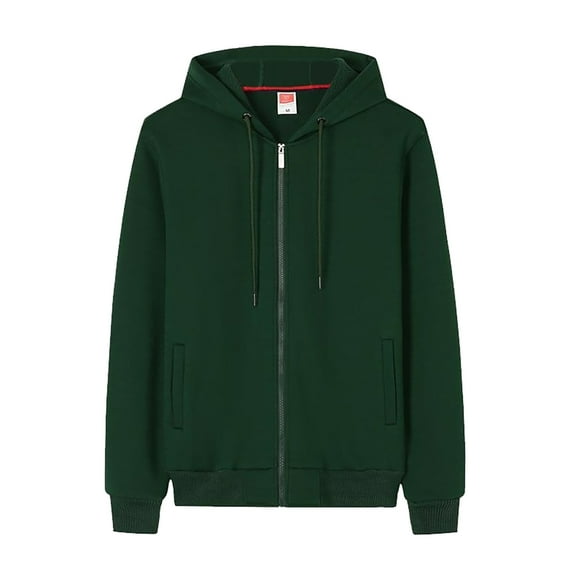 Wuxian Men Sweatshirt Unisex Zip Up Hood Fashion Long Sleeve Solid Sport Hoodie Sweatshirt Pocket Jacket Pullover Fall Winter Jacket,Army Green,L
