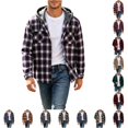 thumbnail image 1 of Wuxian Men's Flannel Hoodie Shirts Casual Button Down Plaid Shirt Jackets For Men Long Sleeve Stylish Hooded With Pockets, 1 of 6