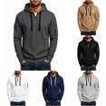 thumbnail image 1 of Wuxian Men's Hoodie With Zip Pocket Fall Winter Casual Quarter Zip Pullover Tops Long Sleeve Hooded Sweatshirts, 1 of 4