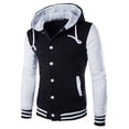 thumbnail image 1 of Wuxian Men's Varsity Jacket Casual Slim Fit Drawstring Hooded Baseball Bomber Jackets, 1 of 4