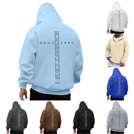 Wuxian Quarter Zip Men Hoodie Streetwear Vintage Long Sleeve Sweatshirts Retro Graphic Fall Pullover Tops