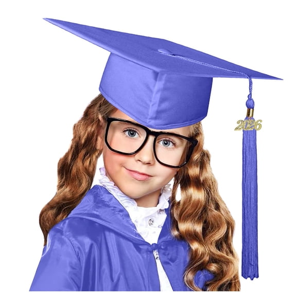 Wuxian Shiny Toddler Kids Boys Girls Graduation Caps Fashionable Solid Color School College Hats With Tassel Lightweight Soft Elegant Classic Preschool Graduation Hats,Purple,S