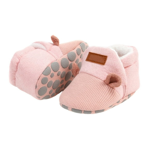 Wuxian Shoes For Girls High Top Fuzzy Wool Cute Pattern Booties Anti-Slip Warm Sneakers For Baby Learning Walking Leisure Shoes,Pink,11