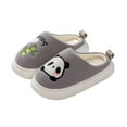 thumbnail image 1 of Wuxian On Sneakers Cozy Indoor Slippers Cartoon Print Sof Tnon Thick Wool Lined Warm Comfortable Winter Footwear Walking Shoes Running Outdoor Activities,Grey,5.5-6 Years, 1 of 4