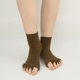 thumbnail image 1 of Wuxian Socks For Women Five Fingers Toe Socks Seamless Solid Open Toes Ankle Socks Non Slip Grip Blend Athletic Cozy Comfy Dailywear,Brown,One Size, 1 of 3