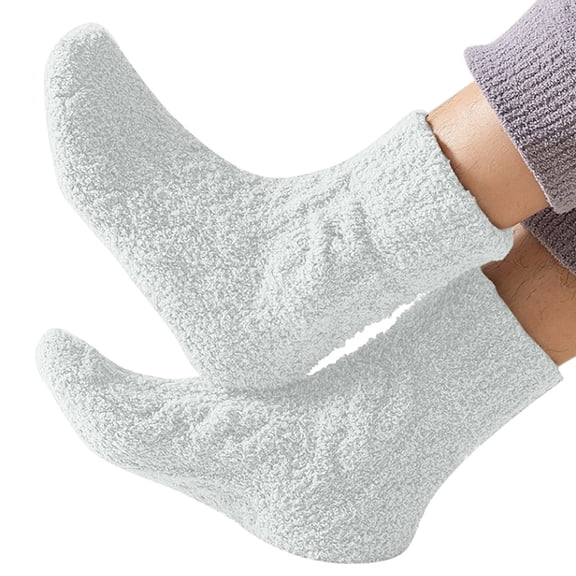 Wuxian Socks For Women Fuzzy Crew Sock Solid Solid Thick Lined Athletic Socks Winter Plush Thermal Cozy Sleeping Fuzzy Socks,F,One Size