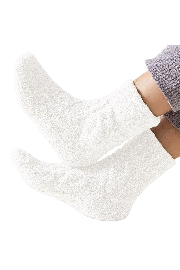 Socks For Women Fuzzy Crew Sock Solid Solid Thick Lined Athletic Socks Winter Plush Thermal Cozy Sleeping Fuzzy Socks,White,One Size