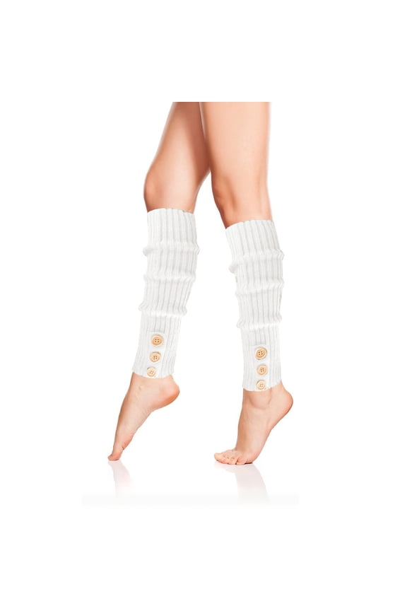 Socks For Women Knitted Ribbed Long Leg Warmers Button Footless Boot Socks Yoga Running Sports Warm Stocking Comfy Dailywear,White,One Size