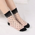 thumbnail image 1 of Wuxian Socks For Women Leisure Transparent Thin Solid Polka Dot Lace Sheer Ankle Socks Soft Short Stockings Fuzzy Socks,Black,One Size, 1 of 7