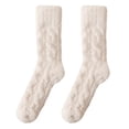 thumbnail image 1 of Wuxian Socks For Women Solid Fuzzy Crew Socks Thick Warm Plus Stockings Soft Winter Thermal Stocking Fuzzy Socks,B,One Size, 1 of 3
