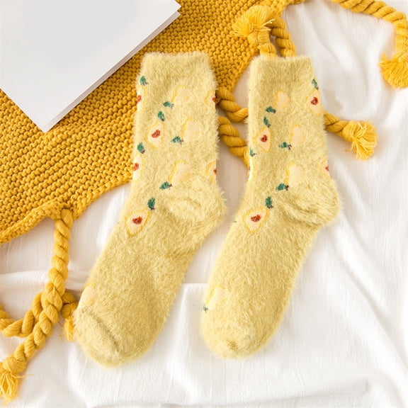 Wuxian Socks For Women Winter Stripe Cute Print Solid Crew Socks Thick Fuzzy Waem Stockings Comfy Soft Casual Breathable Socks,G,One Size