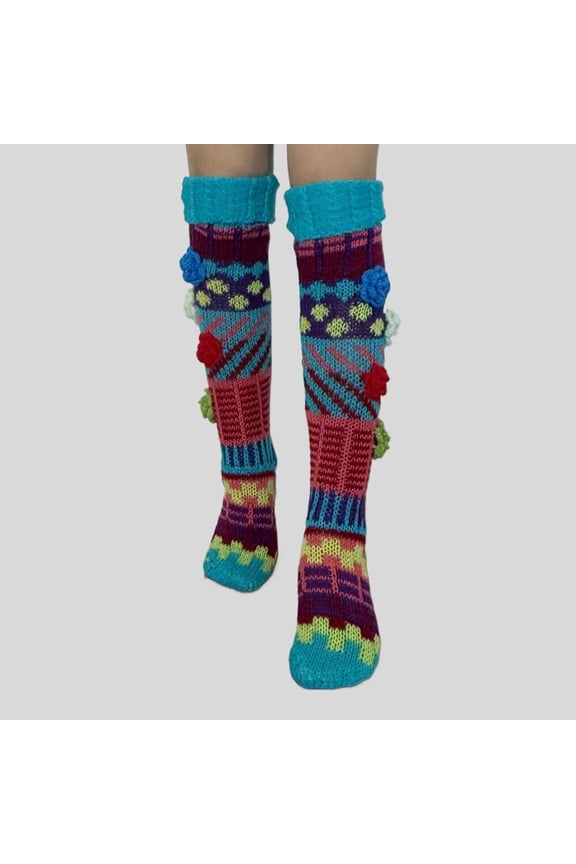 Socks For Women Vintage Boho Leg Warmers Bohemian Pattern Stocking Thighs Over The Knee Thick Leggings Fashion Soft Stretch Boots Ocks Comfy Dailywear,Multicolour,One Size