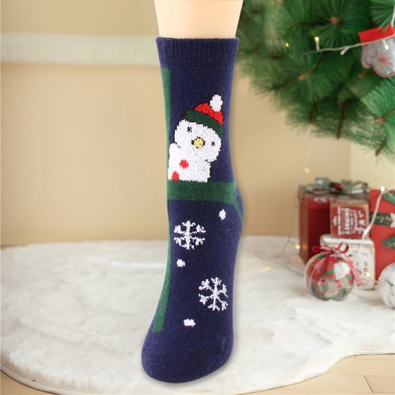 Wuxian Socks For Women Xmas Snowflakes Striped Print Athletic Sport Christmas Crew Socks Cozy Running Hiking Casual Relaxed Fit Breathable Lightweight Footwear,Navy,One Size