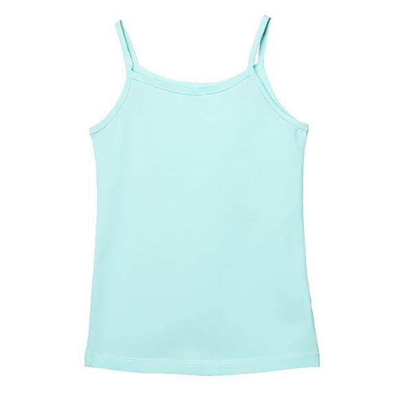 Wuxian Summer Girls Baby Toddler Tank Tops Solid Color Sleeveless Spaghetti Strap Stretchy Camisole Square Collar Casual Breathable Undershirt Soft Basic Fashionable Tees Cami,Light Blue,6-7 Years
