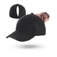 thumbnail image 1 of Wuxian Sun Hats For Women Baseball Tennis Caps Solid Color Upf50+ Running Golf Sports Quick Dry Messy High Bun Lightweight Fashionable Classic Cap Breathable Trucker Hat Dailywear,Black,One Size, 1 of 4
