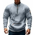 thumbnail image 1 of Wuxian Sweatshirt For Men 1/4 Zip Pullover Heavy Warm Wool Sweatshirts Polo Shirt With Pockets Solid Fall Winter Coats,Grey,L, 1 of 4
