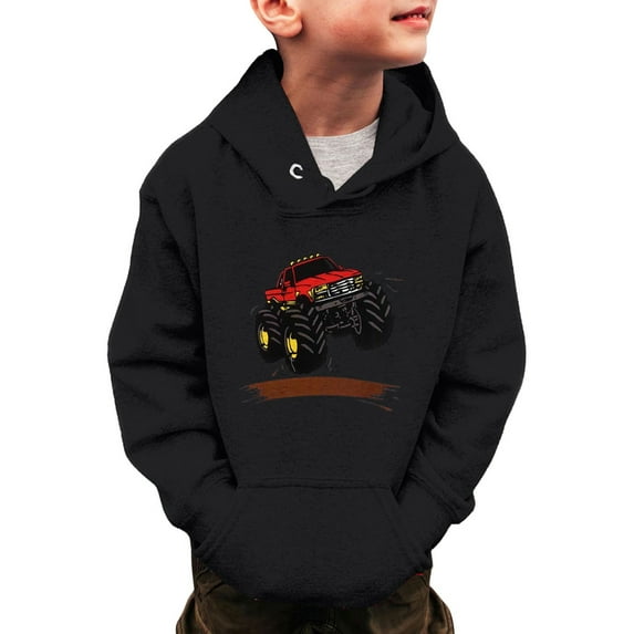 Wuxian Toddler Baby Boy Girl Sweatshirts Dinosaur Hoodies For Boys Truck Pullover Toddler Tractor Hooded Sweatshirt Active Shirts Sweat Tops,Black,3-4 Years