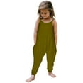 thumbnail image 1 of Wuxian Toddler Baby Girl Easter Overall Outfits Solid Jumpsuit Sleeveless Spaghetti Strap One-Piece Romper Loose Fit Relaxed Wide Leg Pants Fashionable Suspender Trousers Clothes,Army Green,2-3 Years, 1 of 4