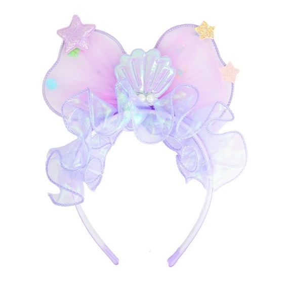 Wuxian Toddler Baby Girls Flower Headband Sparkly Glitter Ruffles Lace Trim Spring Summer Photography Prop Hairbands Fashionable Comfortable Headdresses Headwear,Purple1,3-16 Years