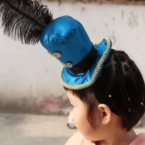 Wuxian Toddler Baby Girls Funny Flower Headband With Trendy Feather Bucket Hat Ship Spring Summer Photography Prop Hairbands Fashionable Comfortable Headdresses Headwear,Blue,6-18 Years