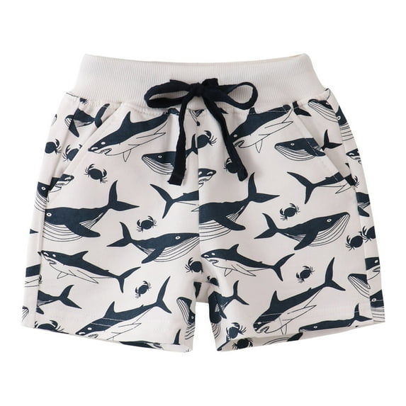 Wuxian Toddler Boys Baby Cartoon Shorts Elastic Waist Car Animal Graphic Drawstring Trunks Fashionable Summer Beach Bathing Pull On Bottoms Board Shorts Soft Cozy Streetwear Clothes,White,1-2 Years